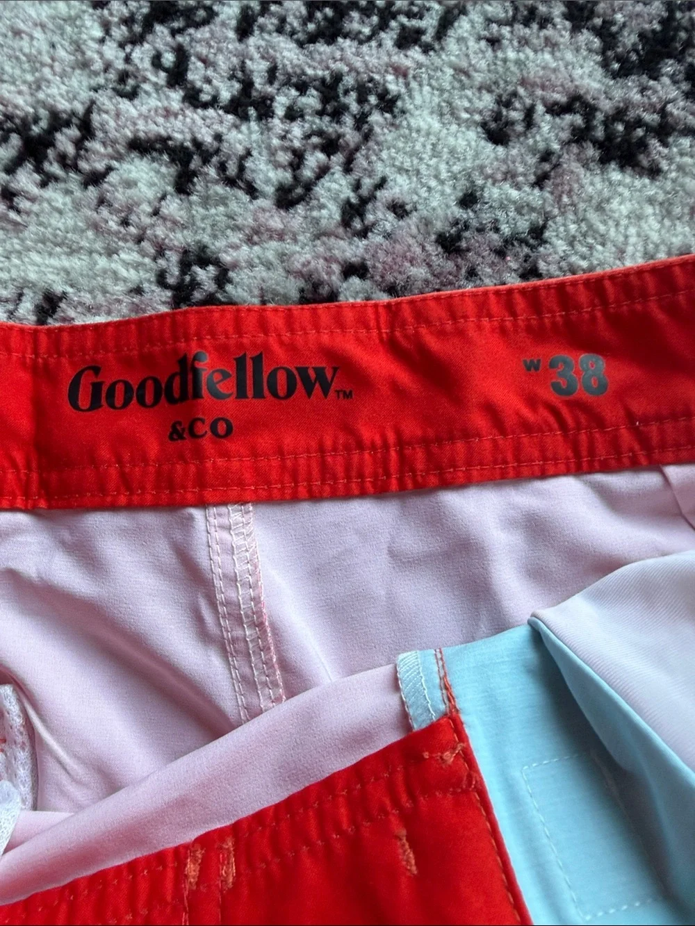 Goodfellow & Co Colorblock Swim Shorts - Coral, Charcoal & Light Blue